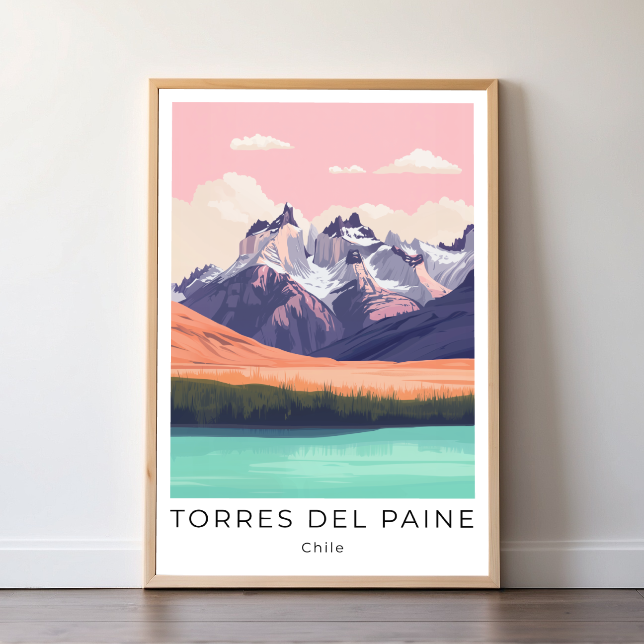 Torres Del Paine | Chile | Travel Prints | Illustration Art | Digital Wall Art | Printable Wall Art