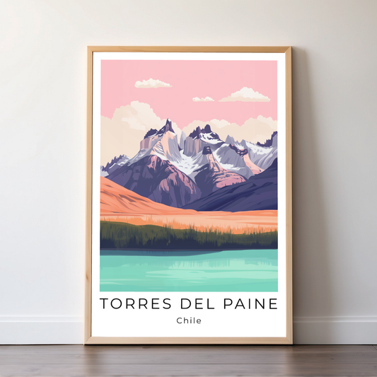 Torres Del Paine | Chile | Travel Prints | Illustration Art | Digital Wall Art | Printable Wall Art