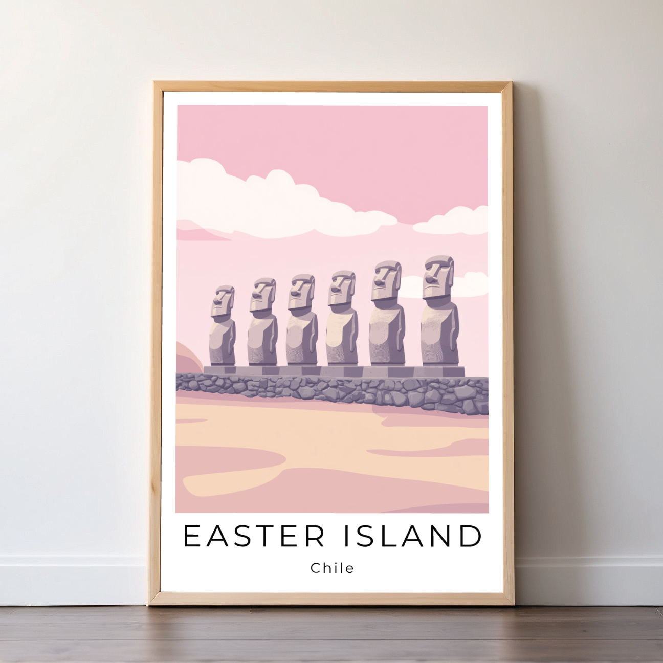 Easter Island | Chile | Travel Prints | Illustration Art | Digital Wall Art | Printable Wall Art