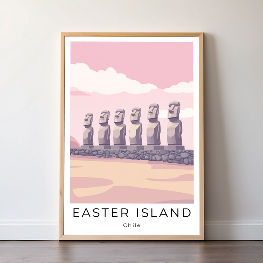 Easter Island | Chile | Travel Prints | Illustration Art | Digital Wall Art | Printable Wall Art